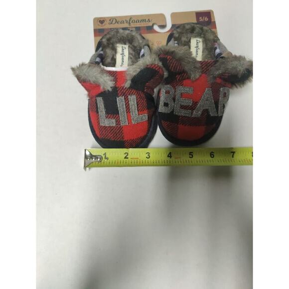 Dearfoams Kids Slippers Lil Bear Christmas size 5-6 Red Black Memory Foam - Picture 14 of 16